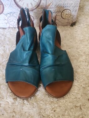 Miz Mooz Dipper Teal Leather Sandals